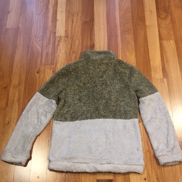 Soft Fleece Fuzzy Pullover sweater green/gray - Picture 5 of 5